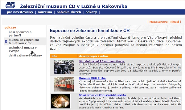 Expozice se železniční tématikou v ČR