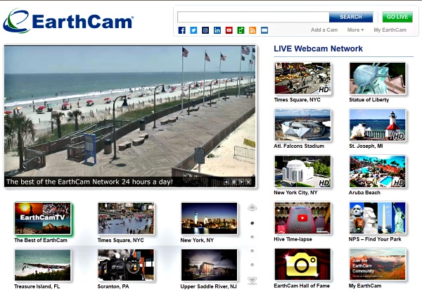 Titulka webu www.earthcam.com