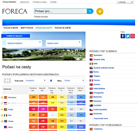 FORECA - Počasí na cesty