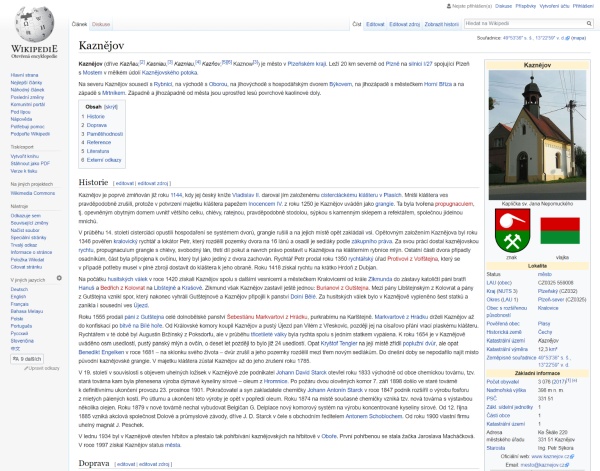 Wikipedia - Kaznějov
